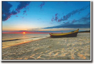 

Boat on beach during sunset Fine Art Print(12 inch X 18 inch, Rolled)