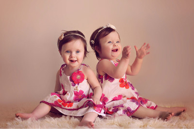 

Child'S Love - Smiling Twins Paper Print(12 inch X 18 inch, Streched)