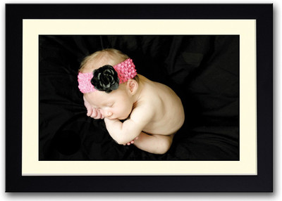 

Baby With Black Rose Bow Fine Art Print(14 inch X 20 inch, Framed)