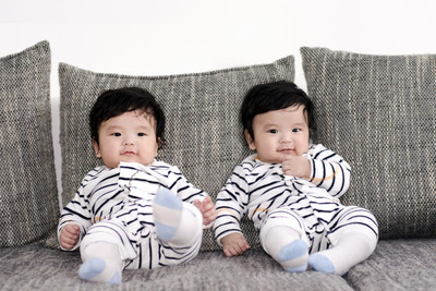 Child's Love - Cute Twins Paper Print(12 inch X 18 inch, Streched)