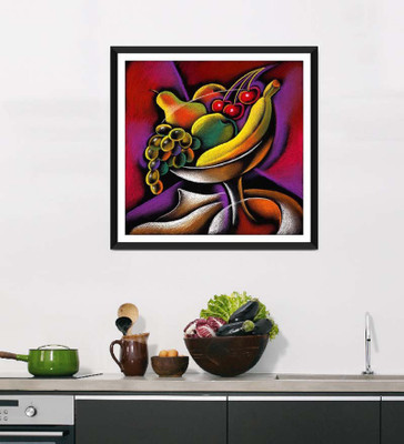 

Tallenge Art For Kitchen - Fruit Market On Canvas - Framed Art Print On Photographic Paper(12 inch X 12 inch, Framed)