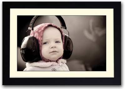 

Baby With Headphones Fine Art Print(14 inch X 20 inch, Framed)