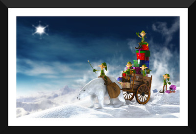 

Tallenge - Christmas Art - Santas Elves At Work - Large Size Ready To Hang Framed Digital Art Print On Photographic Paper(24 inch X 15 inch, Framed)