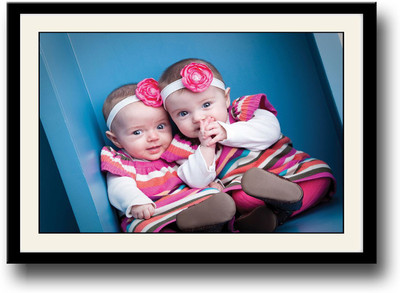 

Two cute baby girls with flowers Fine Art Print(10 inch X 14 inch, Framed)