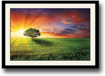 

Tree in Green landscape Fine Art Print(10 inch X 14 inch, Framed)