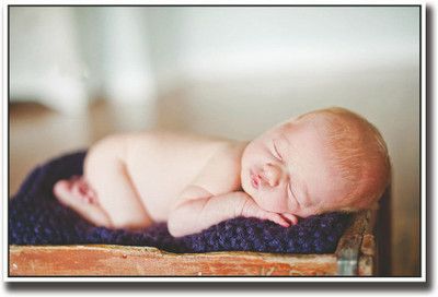 

Cute Baby sleeping on wooden crate Fine Art Print(12 inch X 18 inch, Rolled)