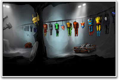 

Superheroes Costumes Hanging Paper Print(12 inch X 18 inch)