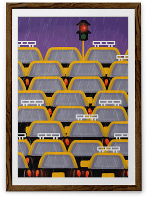 

Rainy Taxi Fine Art Print(20 inch X 30 inch, Framed)