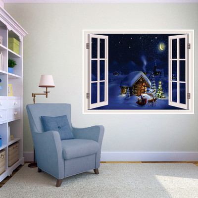 

Decor Wall Large Christmas Window Illusion 3D Poster(24 inch X 36 inch, Rolled)