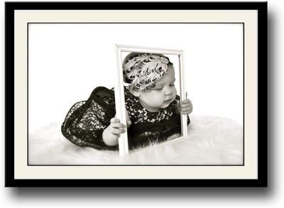 

Baby girl holding photo frame Fine Art Print(10 inch X 14 inch, Framed)