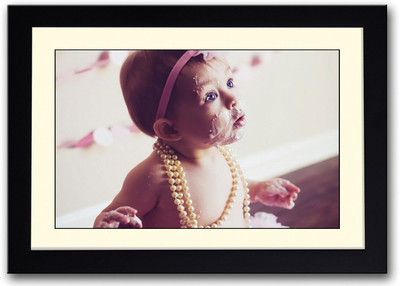 

Baby Playing With Cream Image Fine Art Print(14 inch X 20 inch, Framed)