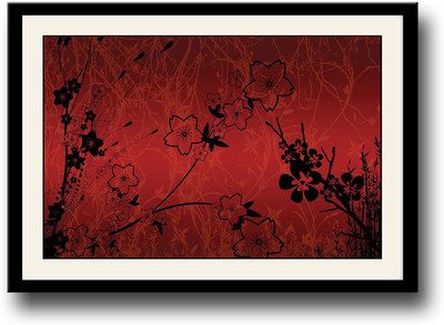 

Red and Black flower design Fine Art Print(10 inch X 14 inch, Framed)