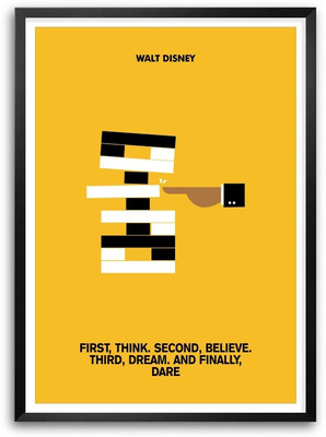 

Think Believe Dream Dare Walt Disney Quotes Framed Paper Print(16.5 inch X 11.5 inch, Framed)