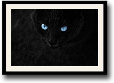 

Black cat with blue eyes Fine Art Print(10 inch X 14 inch, Framed)