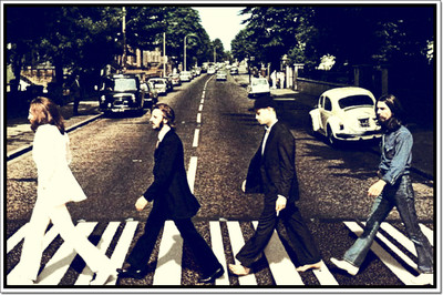 

Posterhouzz The Beatles Walking on Road Poster Paper Print(12 inch X 18 inch, Rolled)