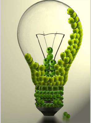 

Posterhouzz Bulb With Apple Paper Print(18 inch X 12 inch, Rolled)