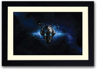 

Metal Face With Headphones Fine Art Print(14 inch X 20 inch, Framed)
