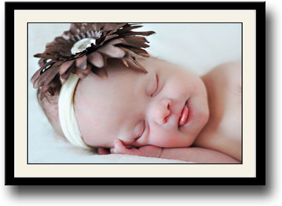 

Cute Baby with brown bow Fine Art Print(10 inch X 14 inch, Framed)