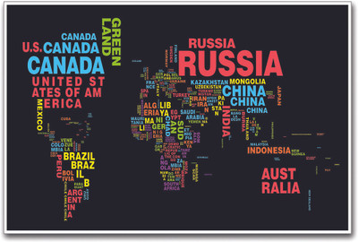

World Map Typography Paper Print(12 inch X 18 inch)