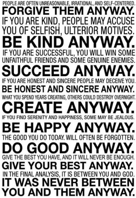 

Posterhouzz Mother Teresa Anyway Quote Fine Art Print(18 inch X 12 inch, Rolled)