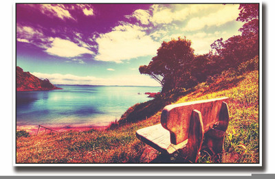 

Posterhouzz Bench on lake side Fine Art Print(12 inch X 18 inch, Rolled)