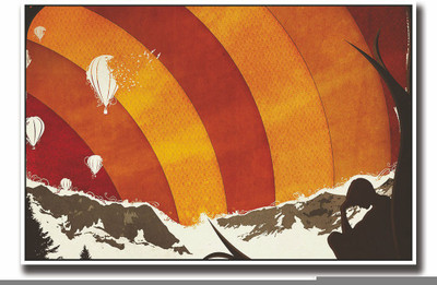 

Posterhouzz Orange sky water and balloons Fine Art Print(12 inch X 18 inch, Rolled)