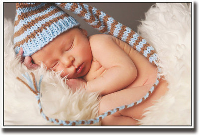 

Baby with cute blue tail hat Fine Art Print(12 inch X 18 inch, Rolled)