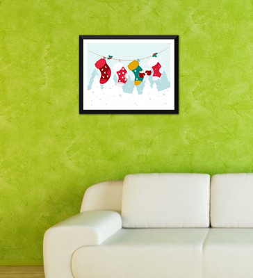 

Tallenge - Christmas Art - Christmas Stockings - Ready To Hang Framed A3 Size Poster Paper Print(17 inch X 12 inch, Framed)