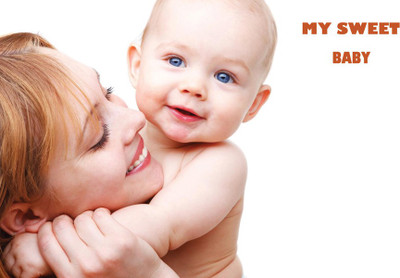 

Cute baby and sweet mother poster Paper Print(12 inch X 18 inch, Rolled)