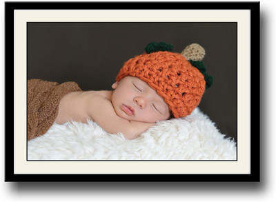 

Baby in a cute orange hat Fine Art Print(10 inch X 14 inch, Framed)