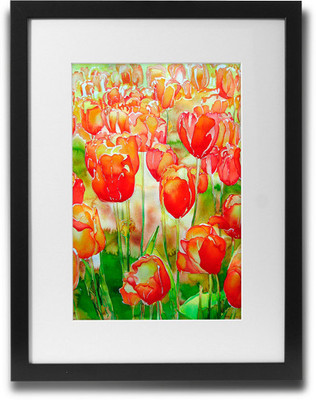 

Shaildha's Water Colour Painting Print of Red Tulips In Garden Fine Art Print(11 inch X 9 inch)
