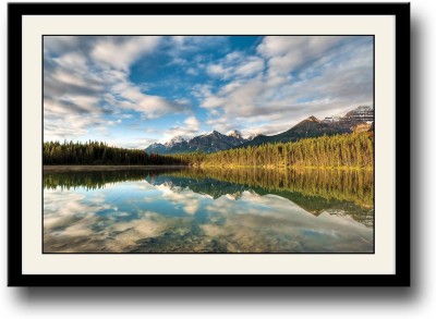 

Reflection on Mountain on Water Fine Art Print(10 inch X 14 inch, Framed)