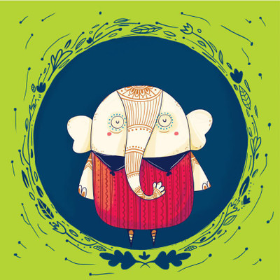 

Circle Elephant Green Fine Art Print(24 inch X 24 inch, Rolled)