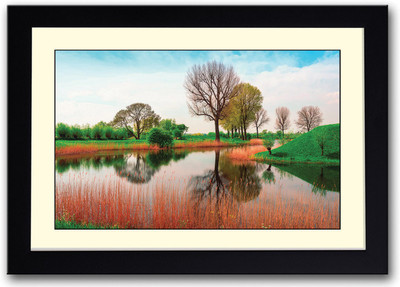 

River in Green Nature Fine Art Print(14 inch X 20 inch, Framed)