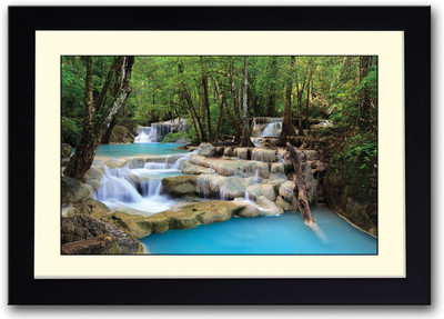 

Tropical Waterfall Scenery Fine Art Print(14 inch X 20 inch, Framed)
