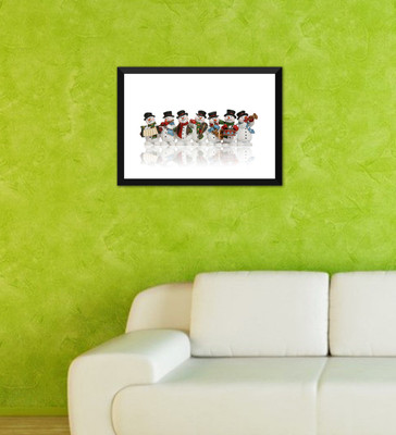 

Tallenge - Christmas Art - Musical Snowmen - Ready To Hang Framed A3 Size Poster Paper Print(17 inch X 12 inch, Framed)