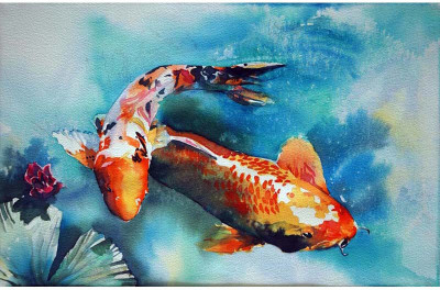 

Beautiful Twin Fishes - Medium Size Ready To Frame Rolled Digital Art Print On Photographic Paper(27 inch X 18 inch, Rolled)