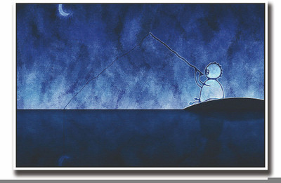 

Posterhouzz Fishing for moon Fine Art Print(12 inch X 18 inch, Rolled)