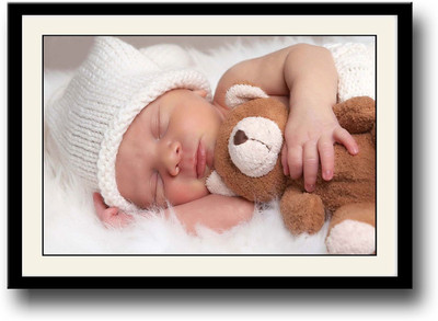 

Baby sleeping with teddy image Fine Art Print(10 inch X 14 inch, Framed)