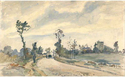 

Modern Masters Collection - Louveciennes, Route de Saint-Germain by Camille Pissarro - Medium Size Ready To Frame Rolled Digital Art Print On Photographic Paper(24 inch X 12 inch, Rolled)