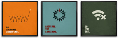 

Fall Seven Times, Try Something, Do Epic Shit Business Quotes (Set Of 3) Paper Print(8.8 inch X 8.8 inch, Framed)