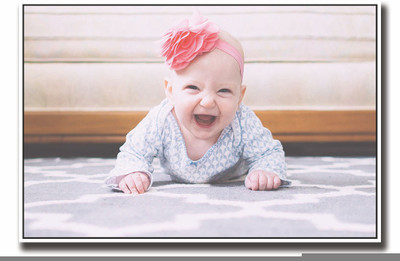 

Posterhouzz Cute baby with bow laughing Fine Art Print(12 inch X 18 inch, Rolled)