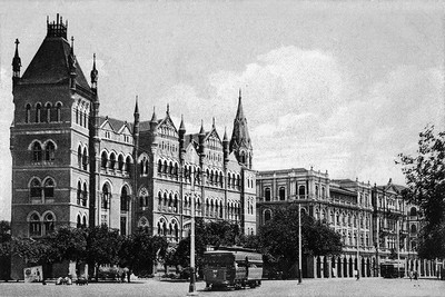 

D N Road with tram, Bombay Canvas Art(10 inch X 15 inch, Rolled)