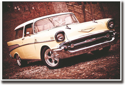

Vintage car in yellow colour Fine Art Print(12 inch X 18 inch, Rolled)