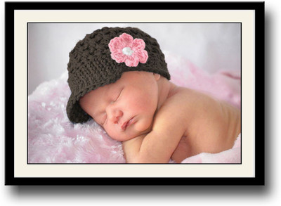 

Amazingly cute baby with brown hat Fine Art Print(10 inch X 14 inch, Framed)