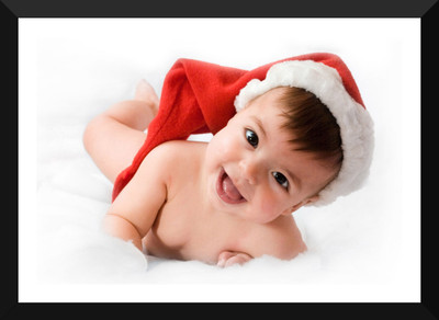 

Tallenge - Christmas Art - Cute Baby In Santa Cap - Large Size Ready To Hang Framed Digital Art Print On Photographic Paper(24 inch X 16 inch, Framed)