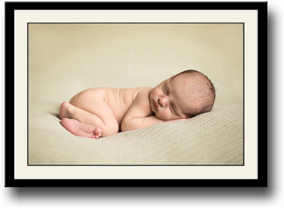 

Cute little baby sleeping on brown Fine Art Print(10 inch X 14 inch, Framed)