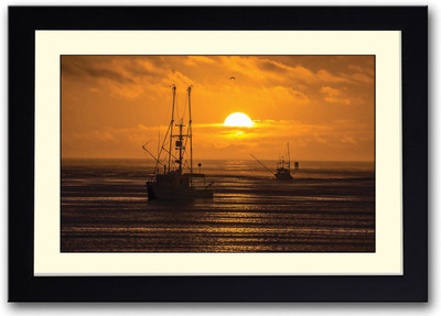 

Ships Sailing during Sunset Fine Art Print(14 inch X 20 inch, Framed)