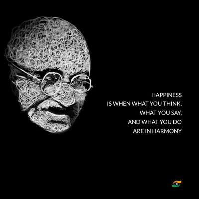 

Mahatma Gandhi Quotes - Happiness Is When What You Think, What You Say, And What You Do Are In Harmony - Medium Size Rolled Digital Art Print On Photographic Paper(18 inch X 18 inch, Rolled)
