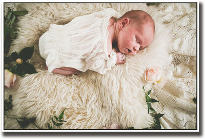 

Newborn baby in white sleeping Fine Art Print(12 inch X 18 inch, Rolled)